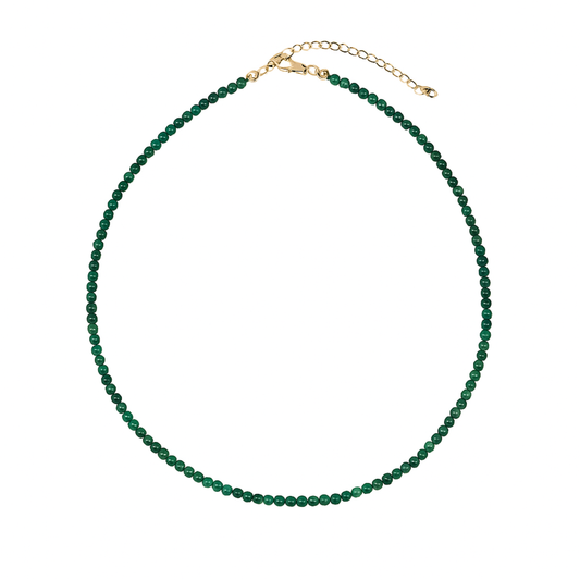 Natural Stone Beads Single Strand Necklace: Malachite Green