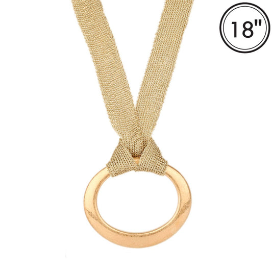 Gold Stretch Strap with Oval Charm Necklace