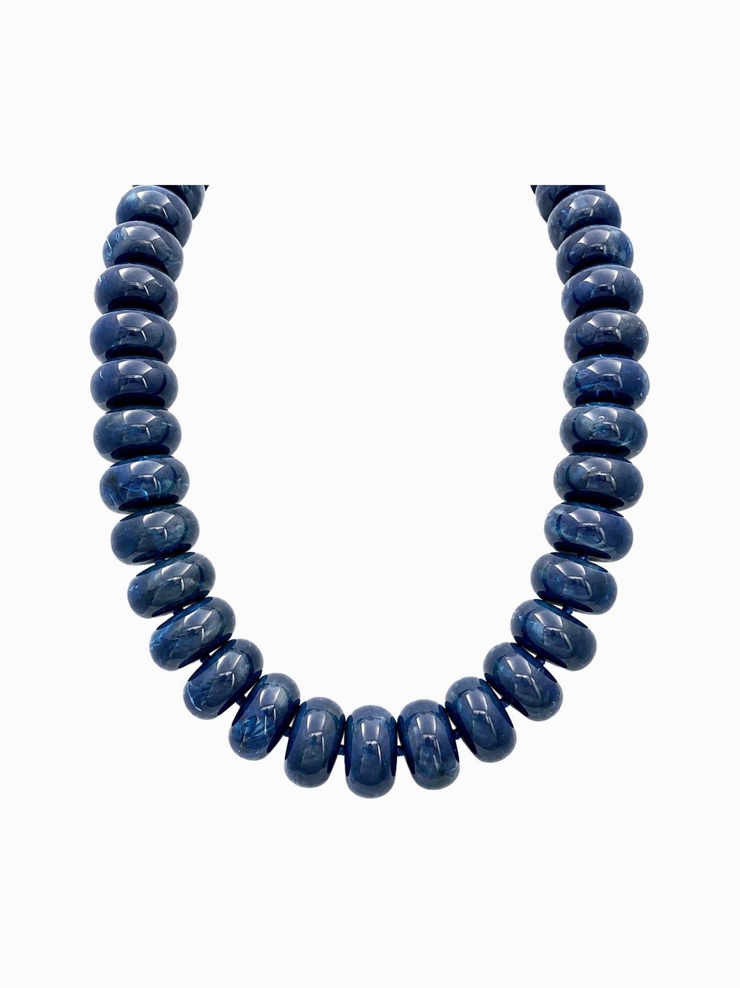 Chunky Marble Seed Bead Statement Necklace: Navy