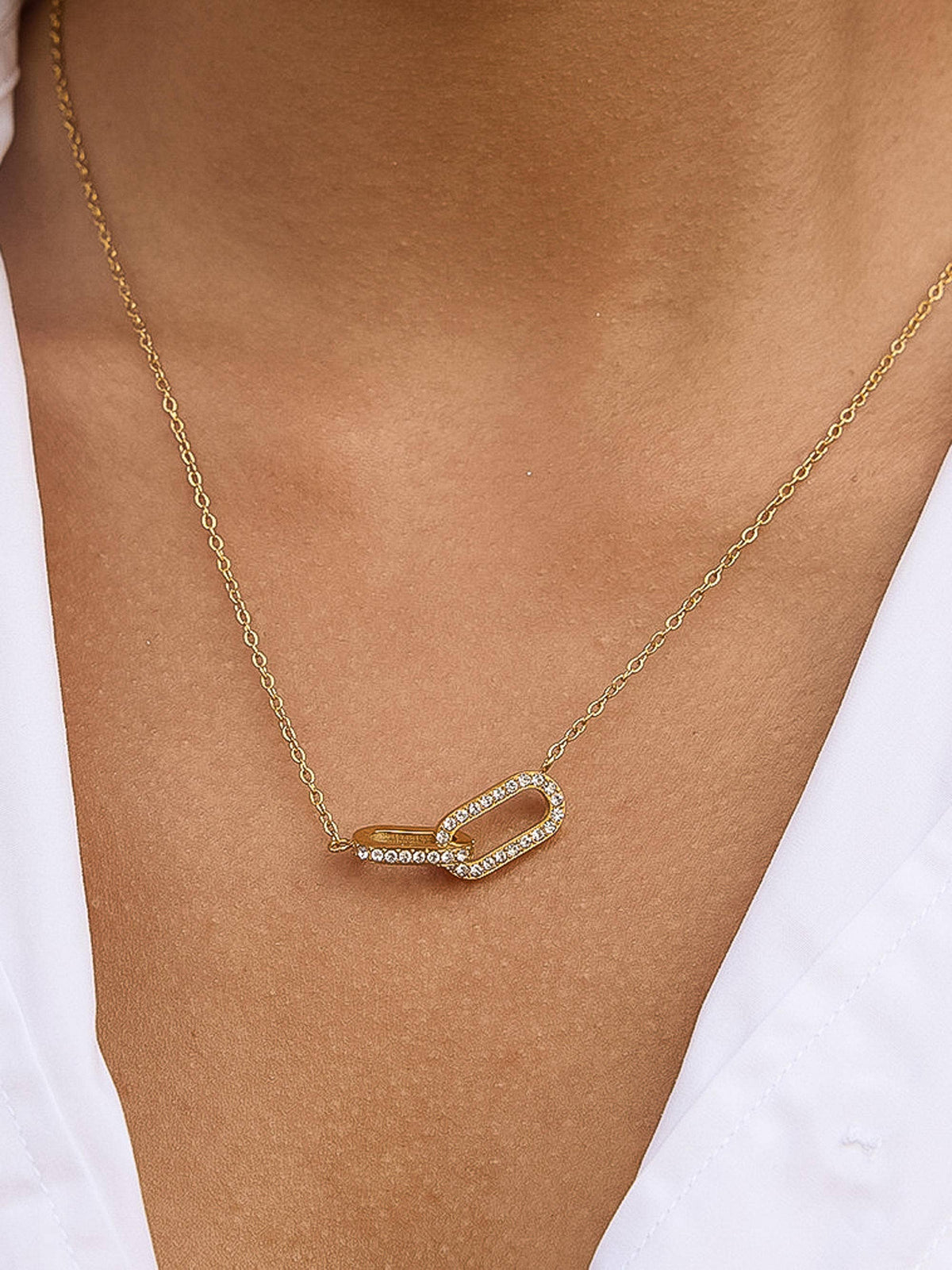 Priamo 18K Gold Non-Tarnish CZ Chain Necklace: Yellow Gold