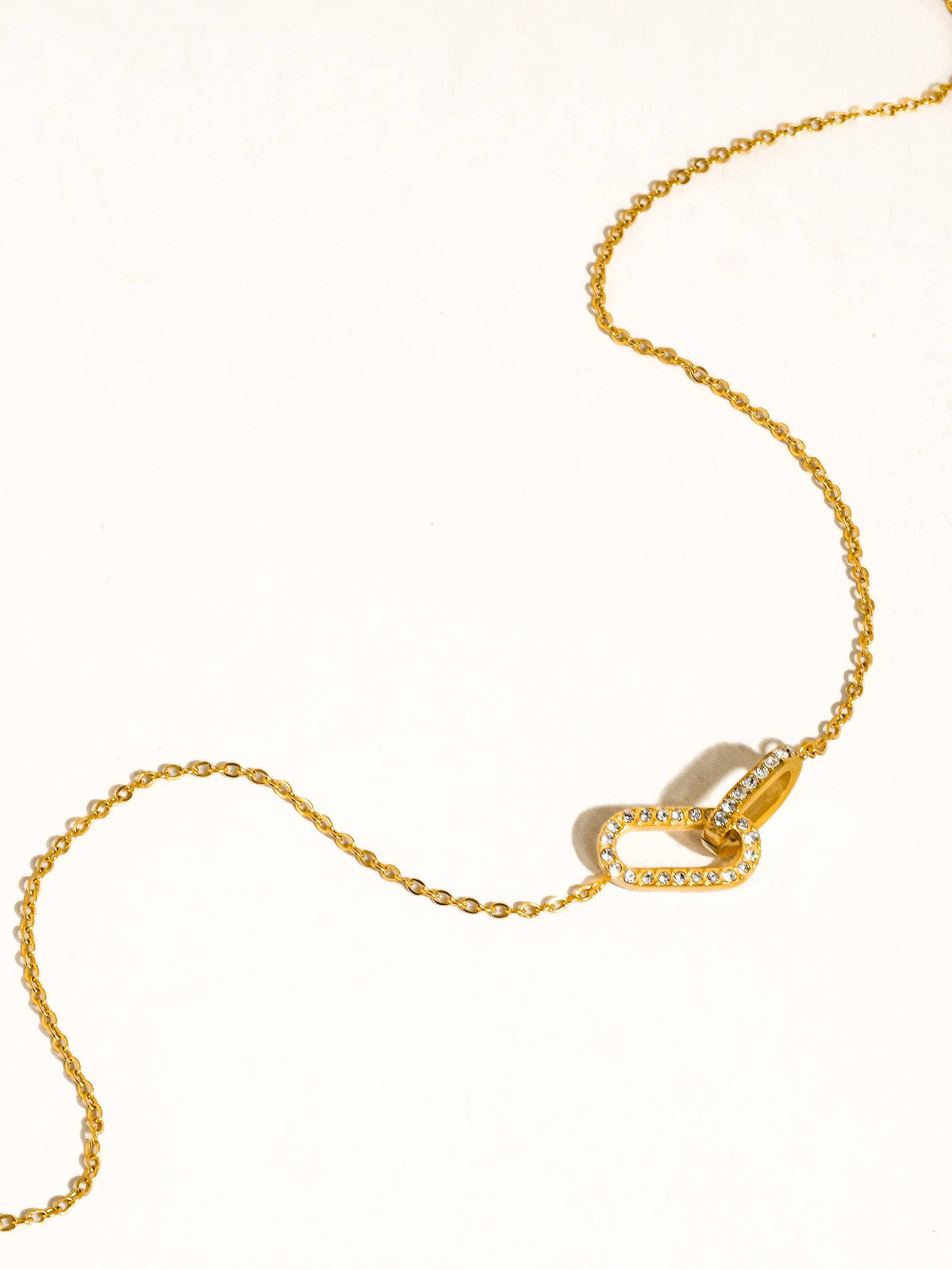 Priamo 18K Gold Non-Tarnish CZ Chain Necklace: Yellow Gold