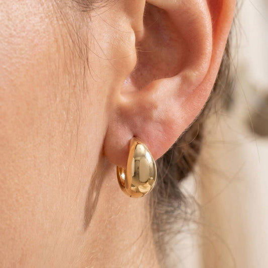 Chunky Tube Huggie Hoop Earrings: Gold