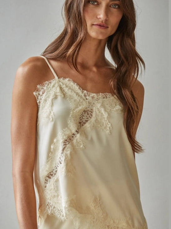 CAROLINE LACE SATIN TANK