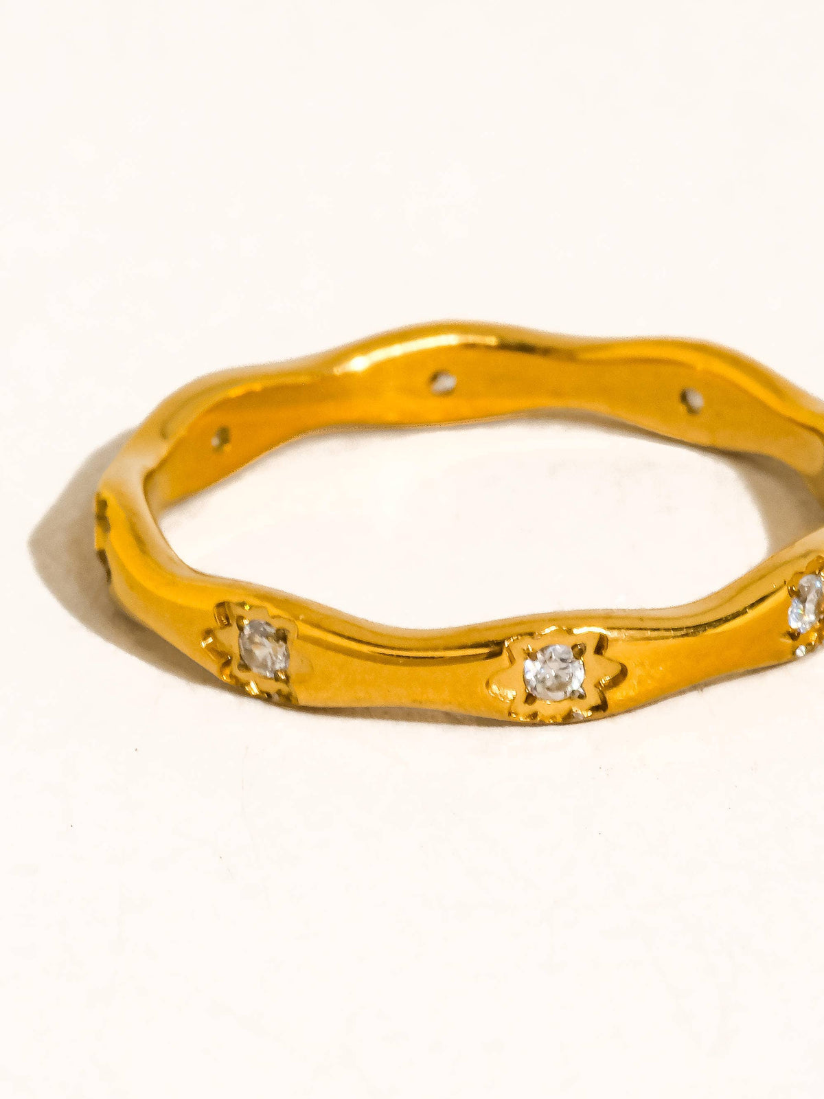 Vendome 18K Gold Non-Tarnish CZ Starburst Ring: Yellow Gold