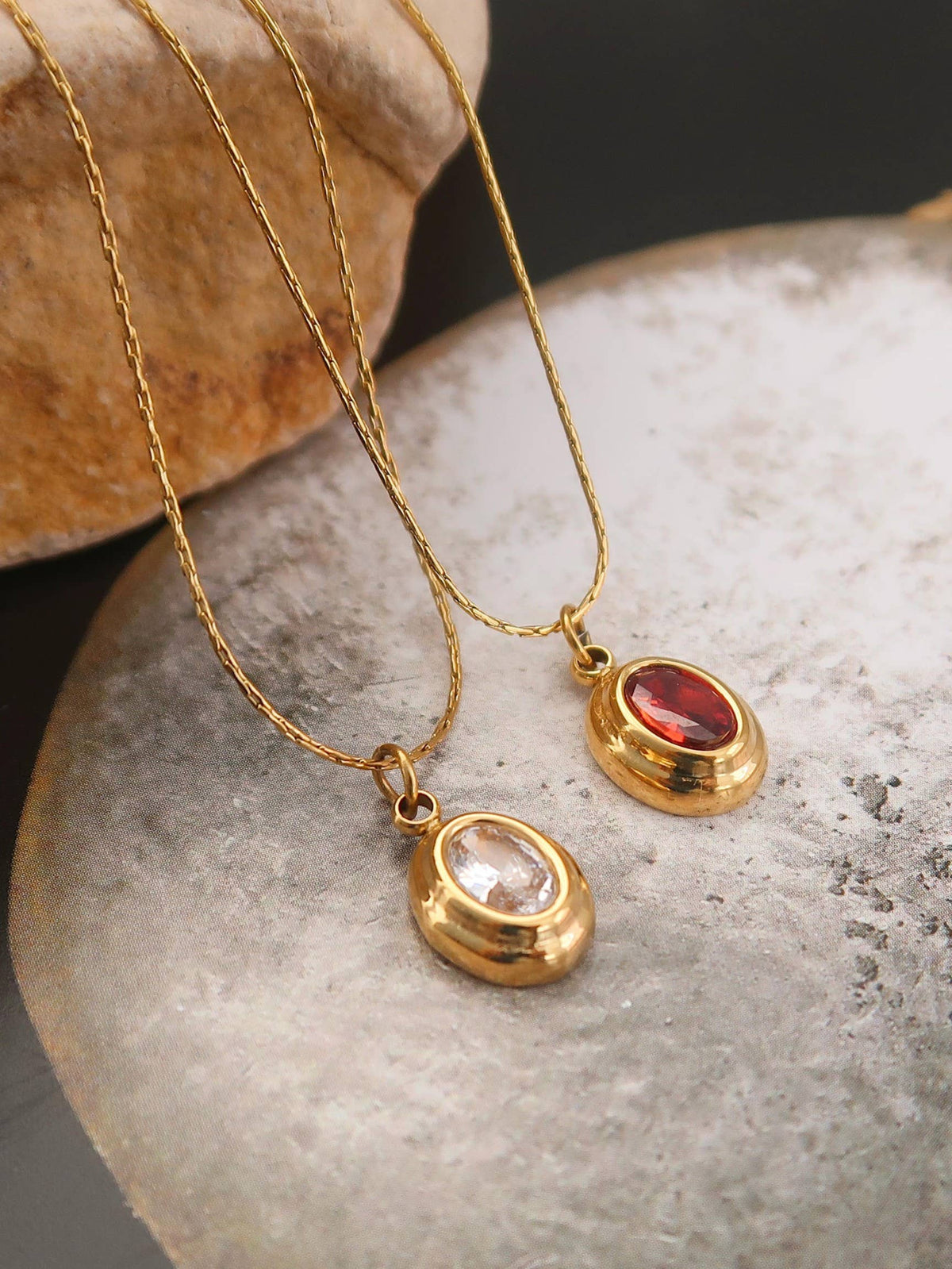 Cornelia 18K Gold Non-Tarnish Gemstone Necklace: Red