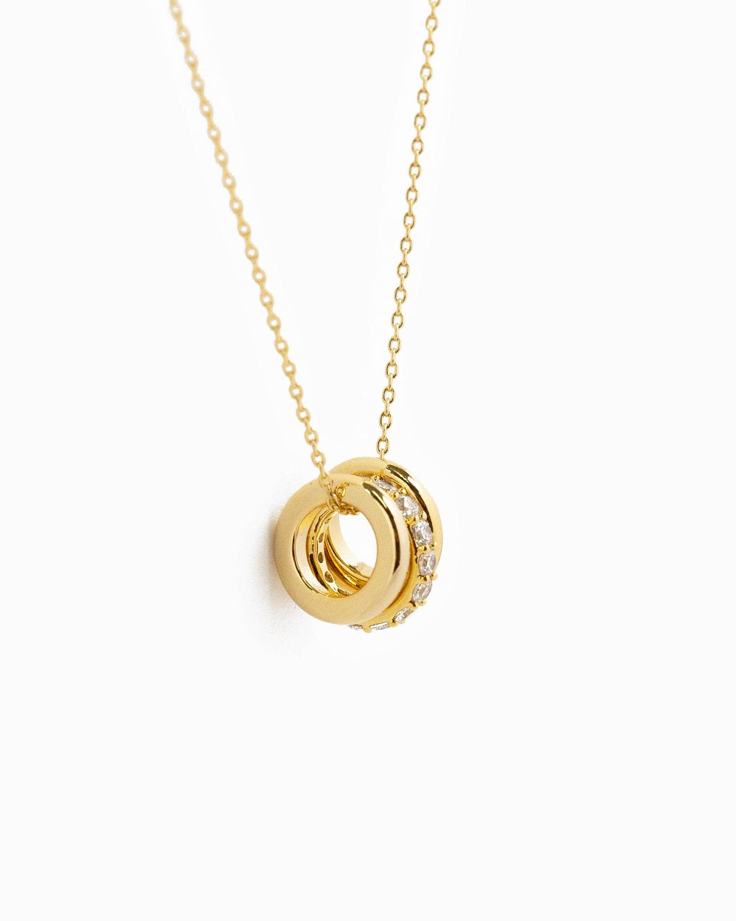 LIMITED EDITION CZ RONDELLE CHARM NECKLACE: GOLD