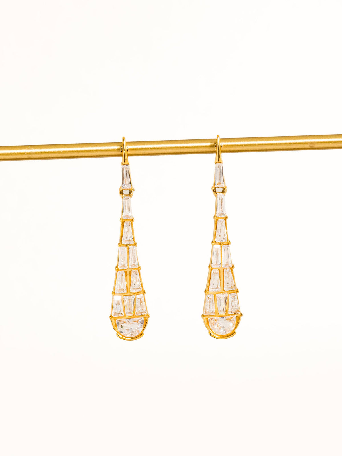 Ronze 18K Gold Non-Tarnish CZ Serpent Earrings: Yellow Gold