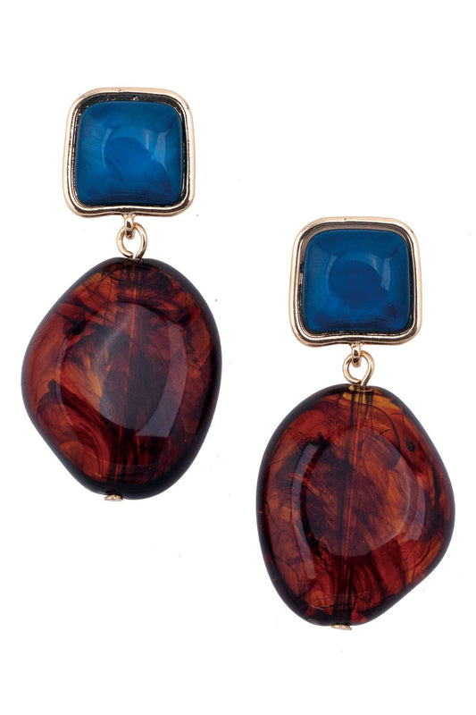 Gabby Tortoise Drop Earrings: Navy
