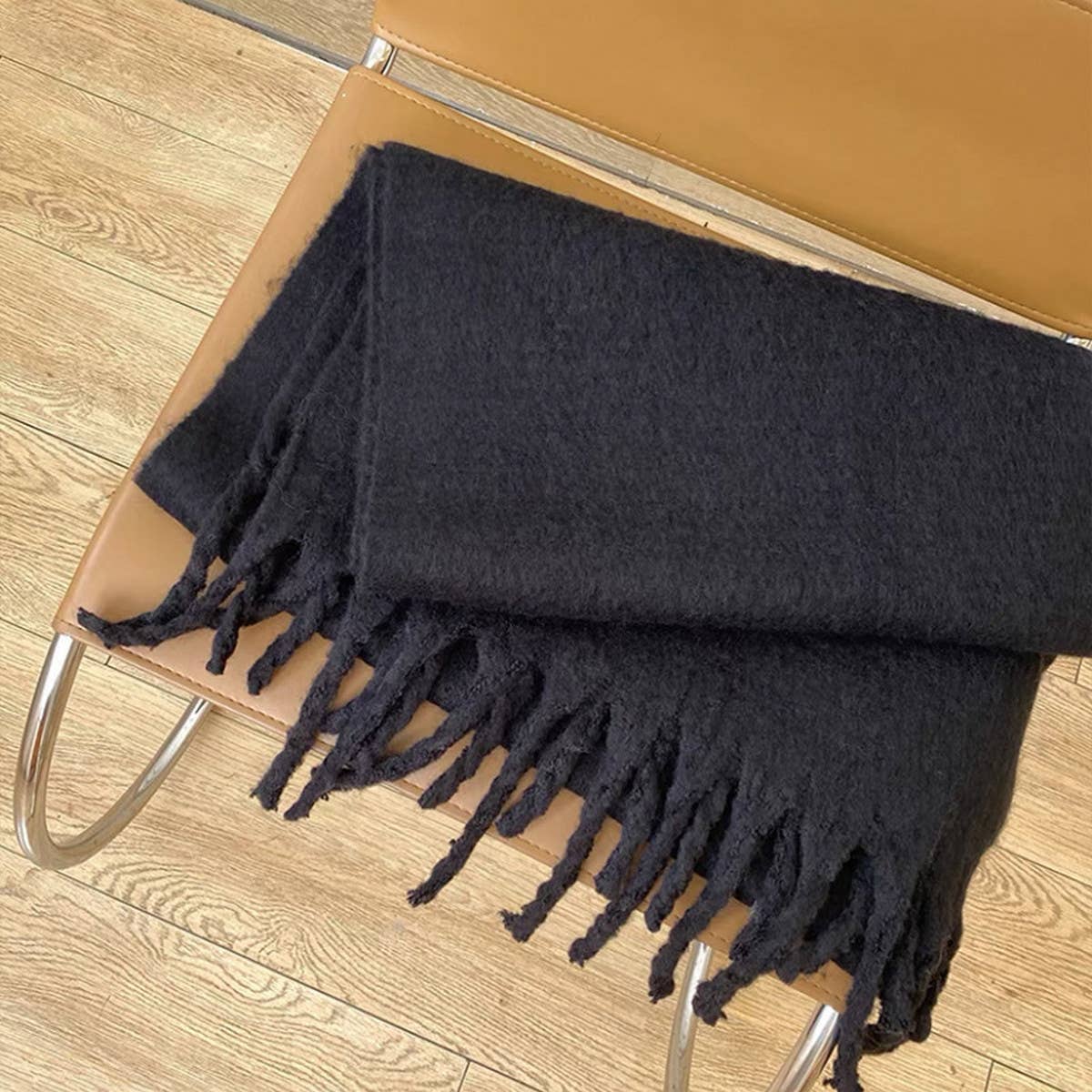 Soft Mohair Feel Scarf: Black