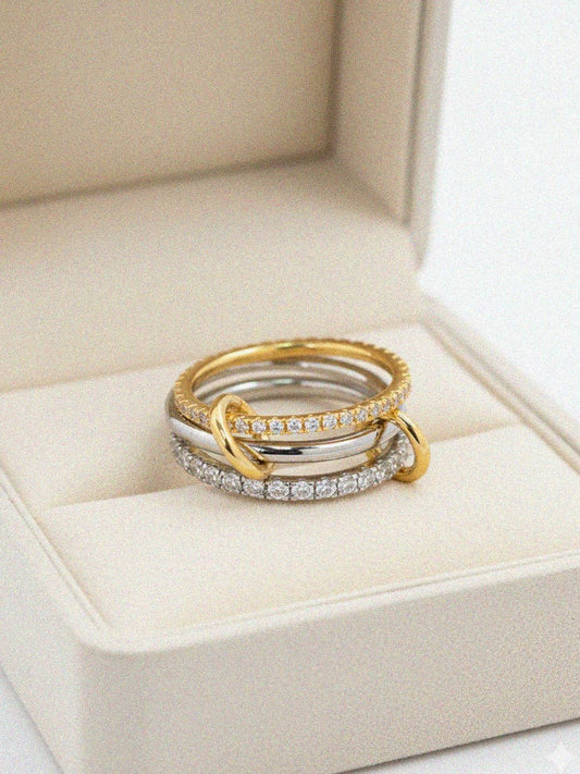 DOUBLE TORUBLE PAVE INTERLOCKING RING