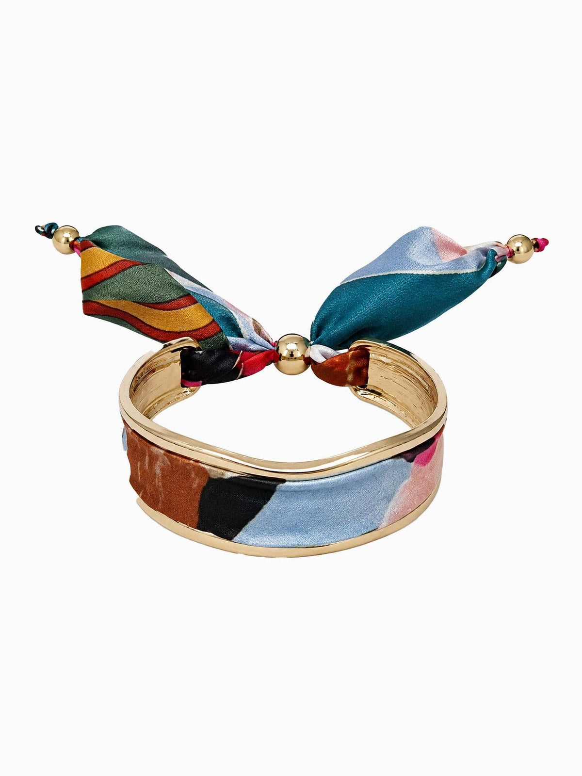 Silk Scarf Pull-Tie Cuff Bracelet: Multi Pink