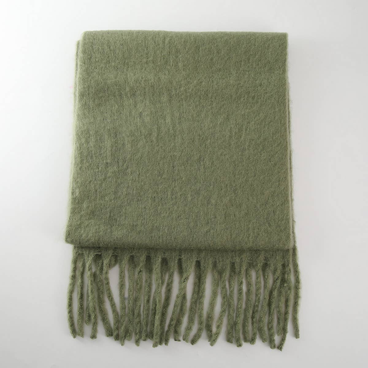 Soft Mohair Feel Scarf: Olive