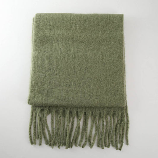 Soft Mohair Feel Scarf: Olive