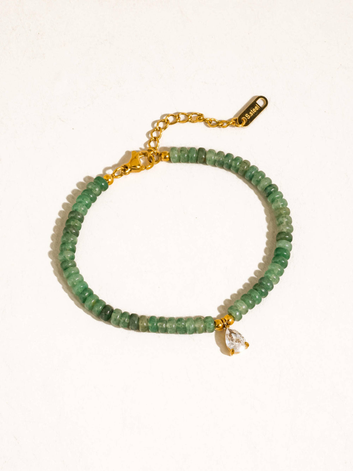 Rocca 18K Gold Non-Tarnish Beaded CZ Bracelet: Green