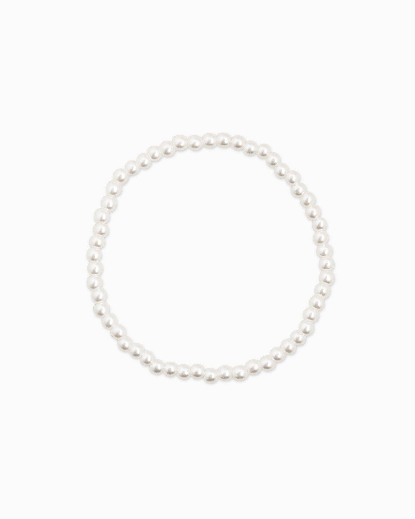 Unique Ball Bead and Pearl Stretch Bracelet Set of 5: Silver