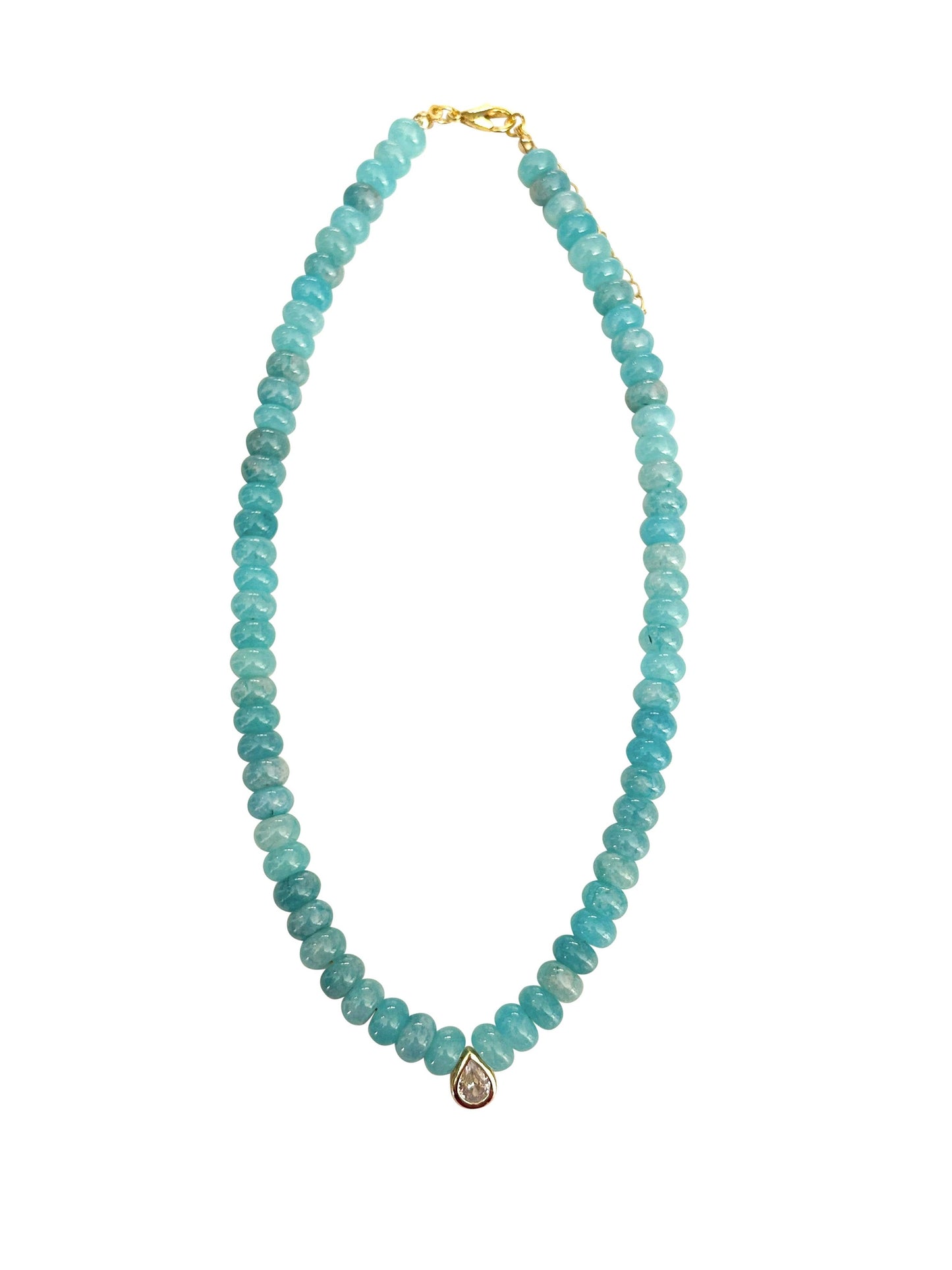 Dori CZ Teardrop Beaded Necklace- Turquoise
