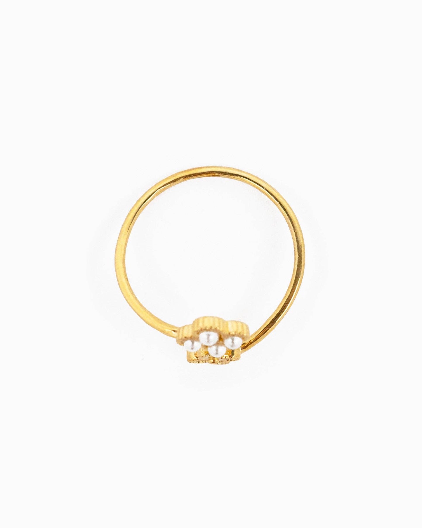 LUCKY ME ADJUSTABLE PEARL CLOVER RING