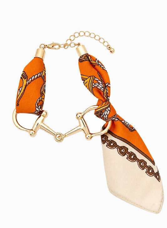Horsebit Link Scarf Bracelet: Orange
