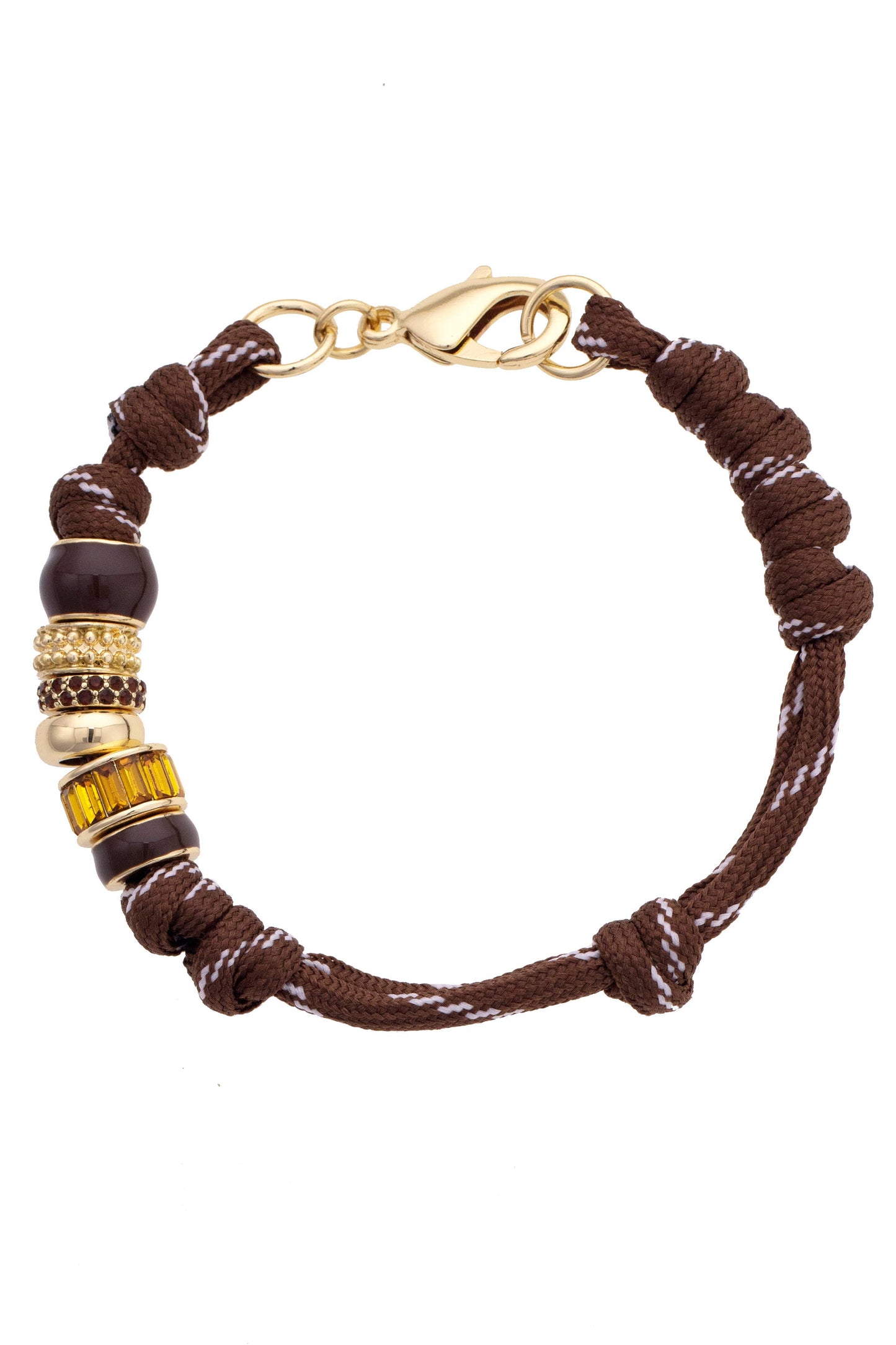 Lottie Multi Bead Paracord Bracelet: Brown