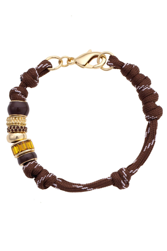 Lottie Multi Bead Paracord Bracelet: Brown