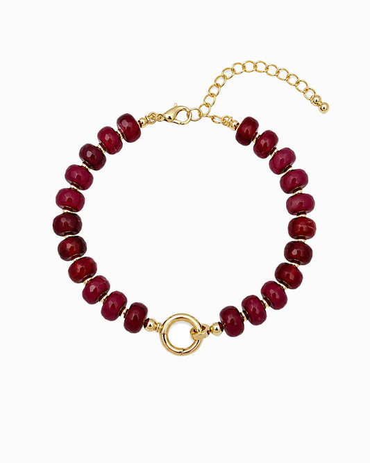 Autumn Marble Bead Clasp Bracelet: Burgundy