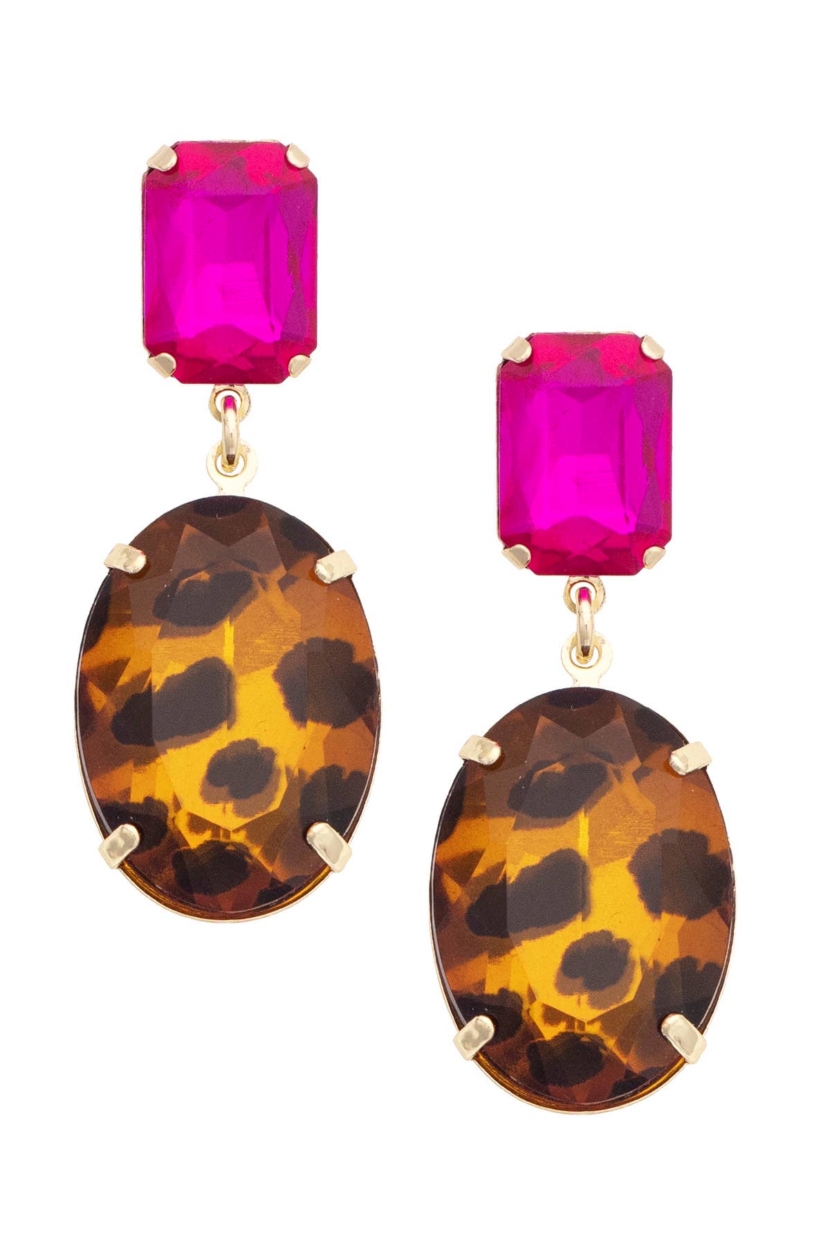 Parker Crystal Drop Earrings in Fuchsia