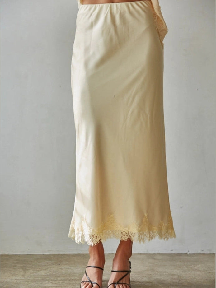 CAROLINE LACE HEM MIDI SKIRT