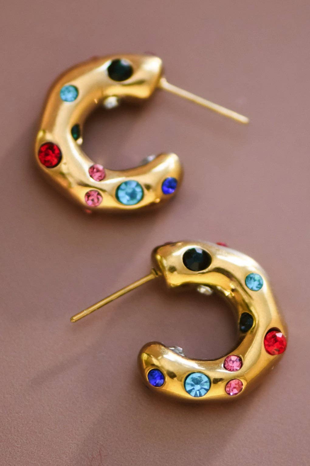 18K Gold Plated Waterproof Stainless Steel Hoop Earrings