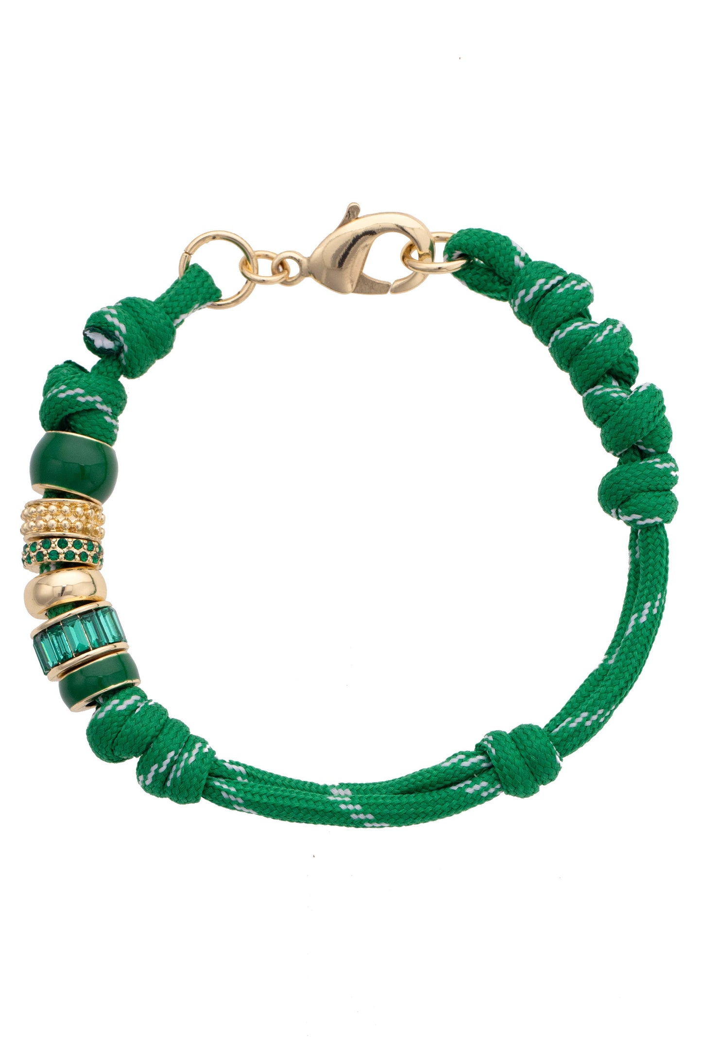 Lottie Multi Bead Paracord Bracelet: Kelly Green