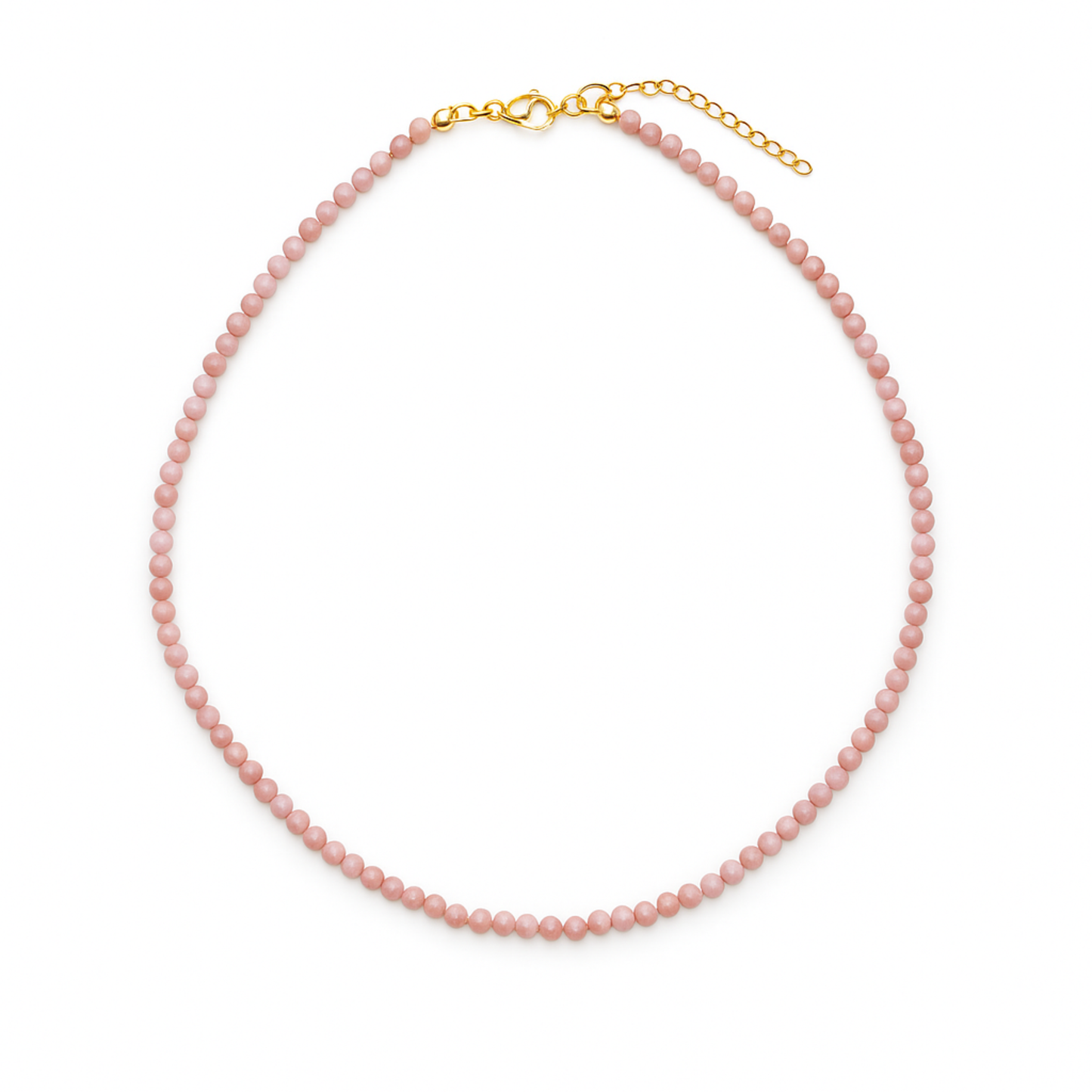 Natural Stone Beads Single Strand Necklace: Rhodonite Pink