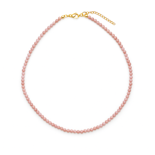 Natural Stone Beads Single Strand Necklace: Rhodonite Pink