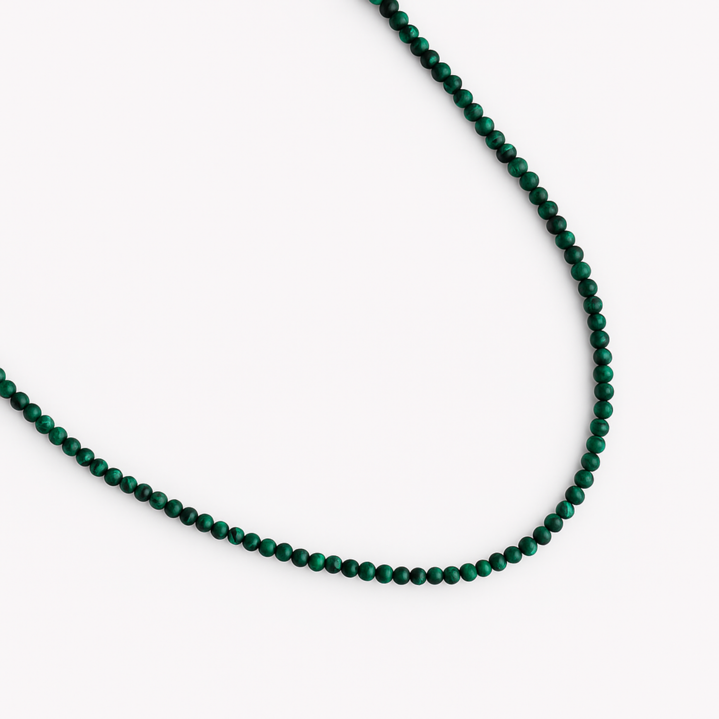Natural Stone Beads Single Strand Necklace: Malachite Green