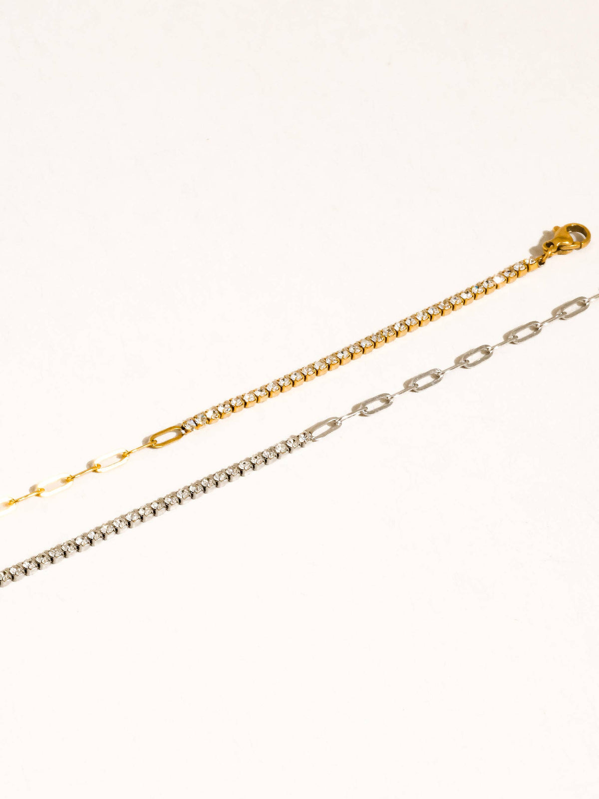Wildora 18K Gold Non-Tarnish CZ Tennis Chain Link Bracelet: Yellow Gold