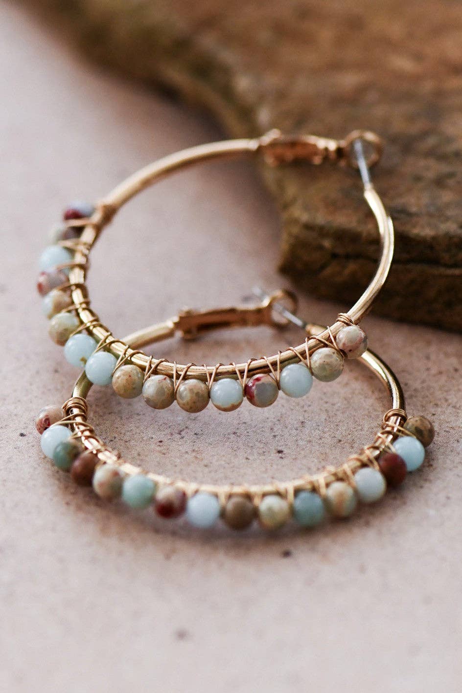 Boho Jasper Stone Beaded Earrings