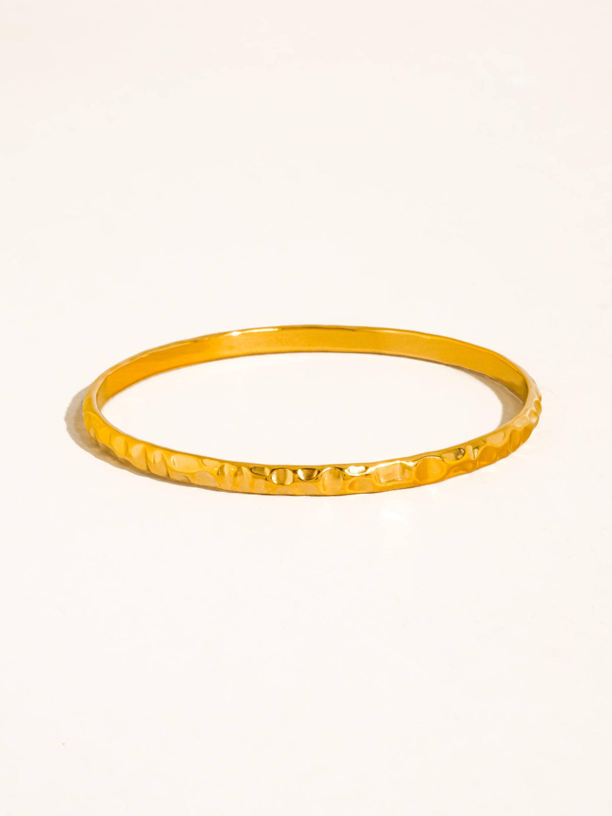 Emerson 18K Gold Non-Tarnish Hammered Bangle Bracelet: Yellow Gold