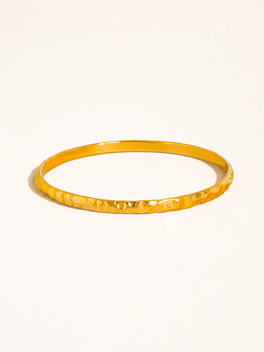 Emerson 18K Gold Non-Tarnish Hammered Bangle Bracelet: Yellow Gold