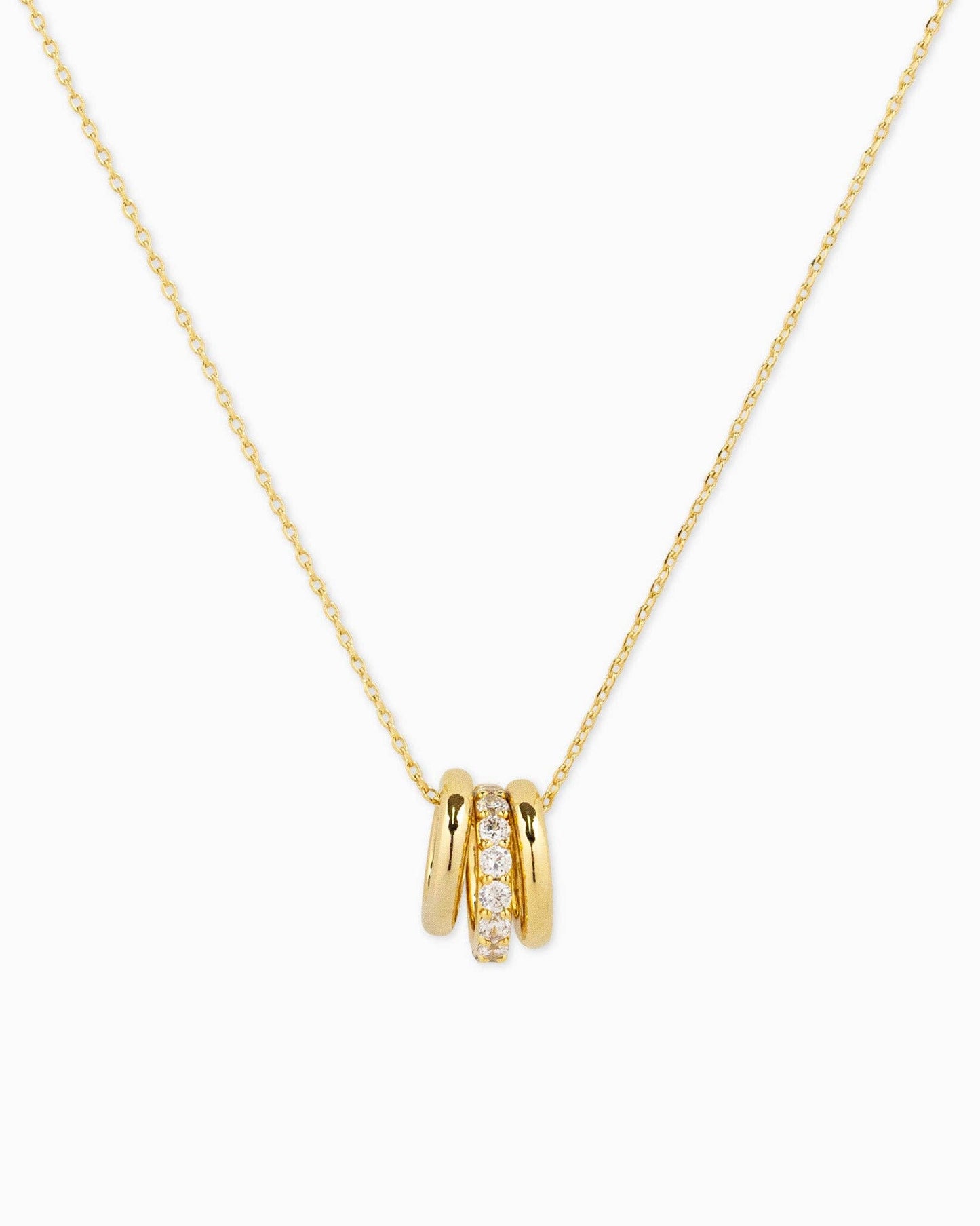 LIMITED EDITION CZ RONDELLE CHARM NECKLACE: GOLD