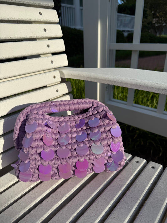 ST. TROPEZ SEQUIN CLUTCH PURPLE