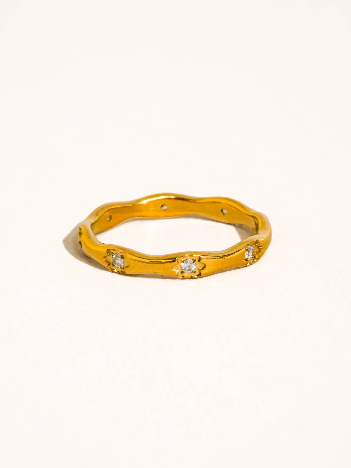 Vendome 18K Gold Non-Tarnish CZ Starburst Ring: Yellow Gold