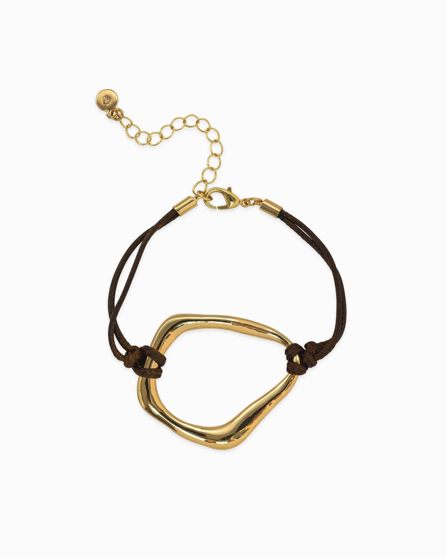 Abstract Wave Cord Bracelet: Gold Brown