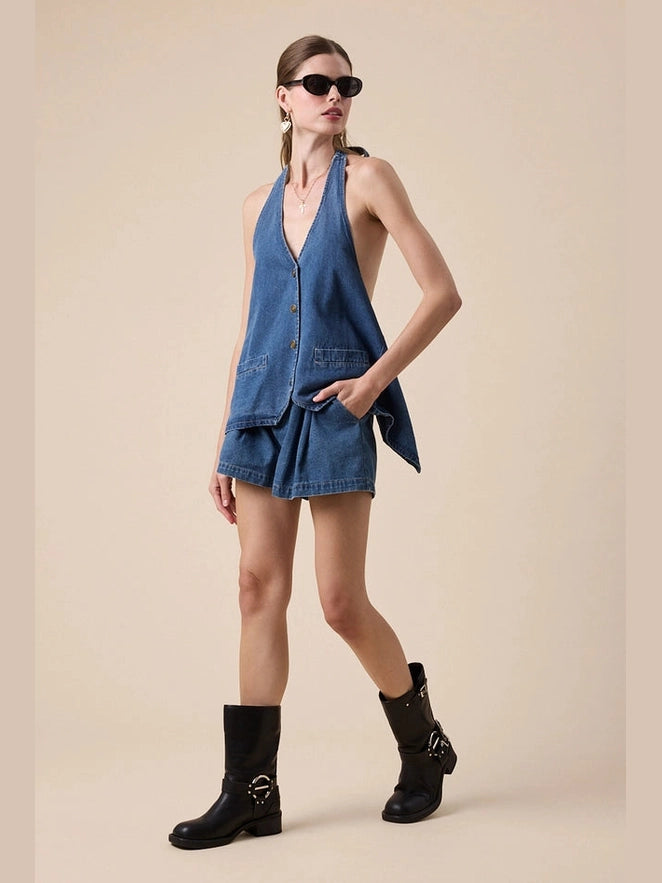 JAZZY WIDE LEG DENIM SHORTS