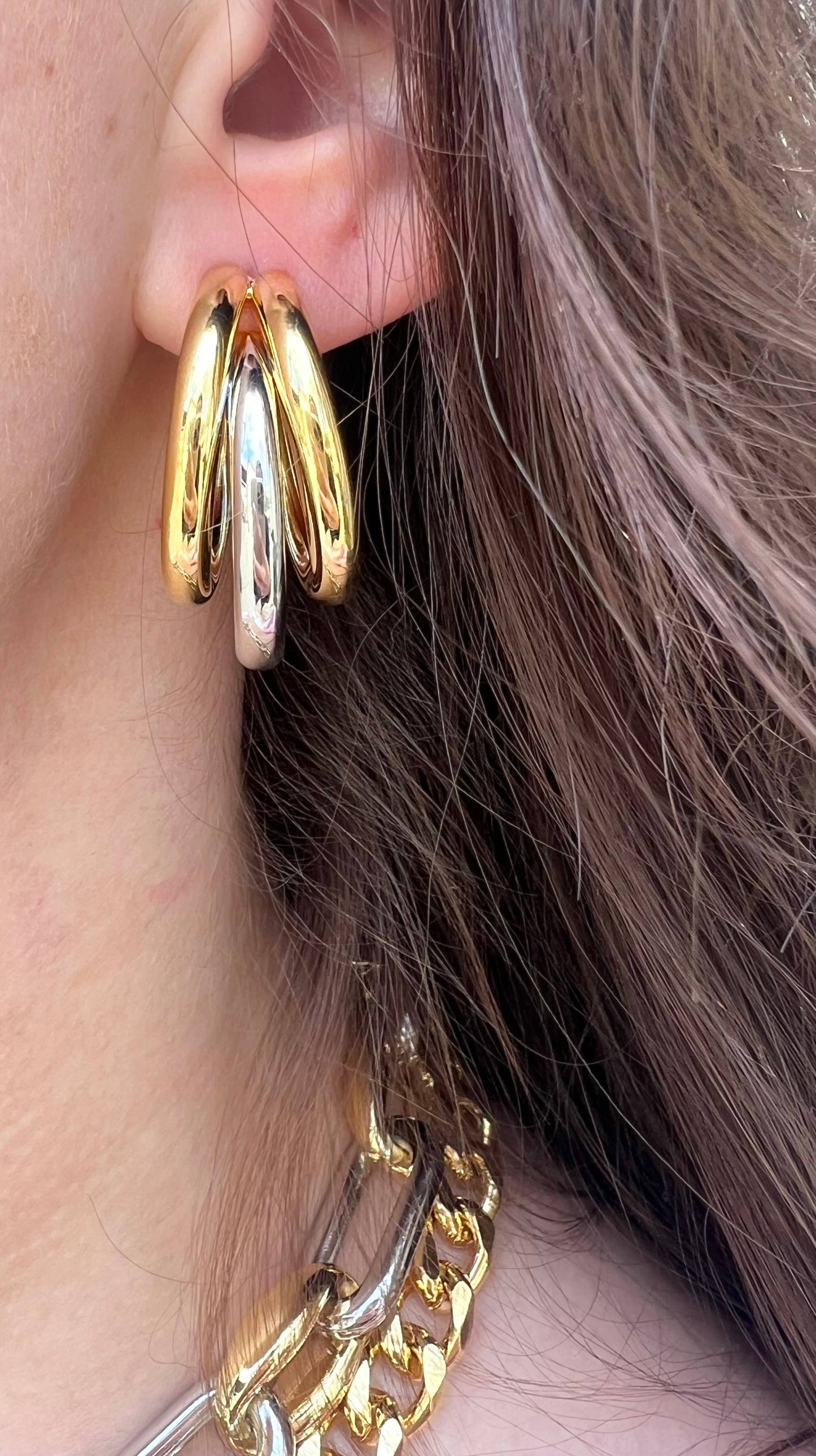 Bubble Hoop Earrings: Two-Toned