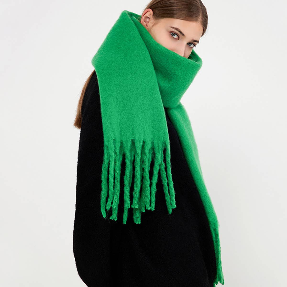 Soft Mohair Feel Scarf: Black