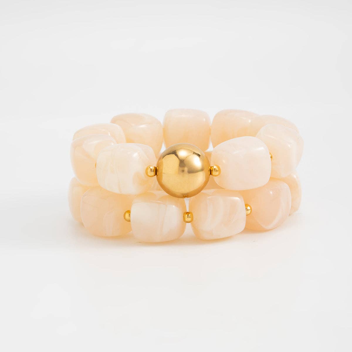 Chunky Beaded Stretch Bracelet: WHITE