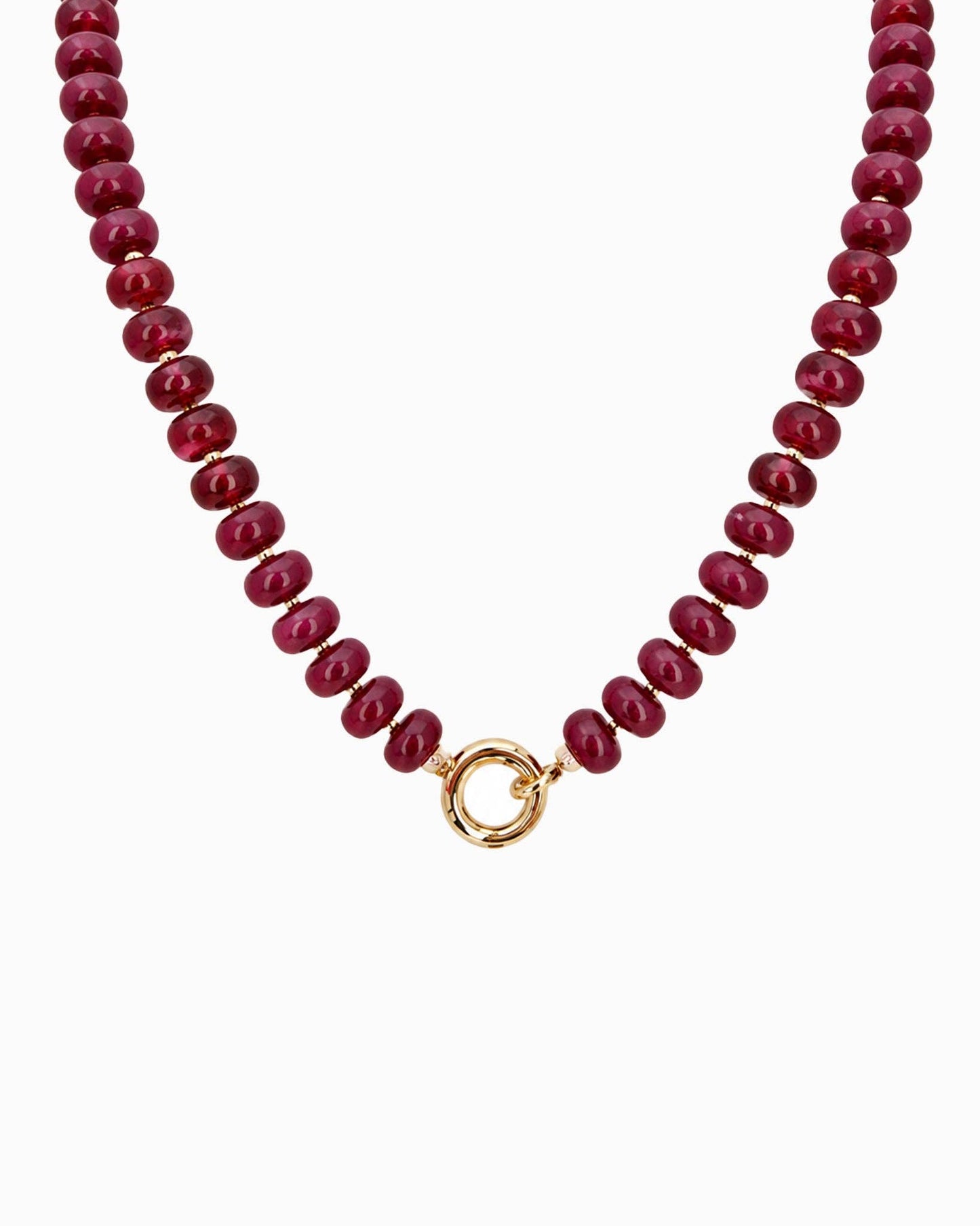 Marble Bead Toggle Clasp Statement Necklace: Burgundy