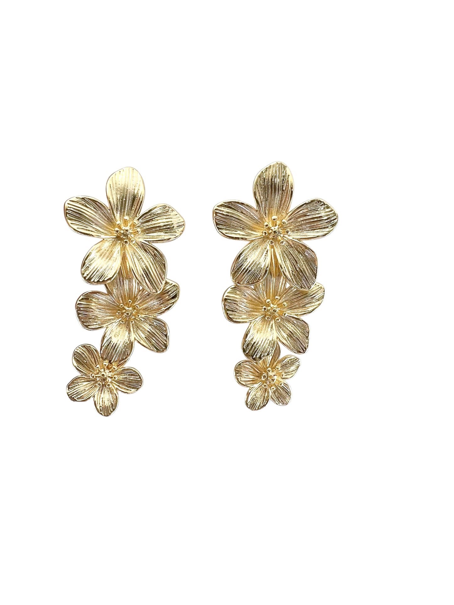 Flower Drop Statement Earring: Gold