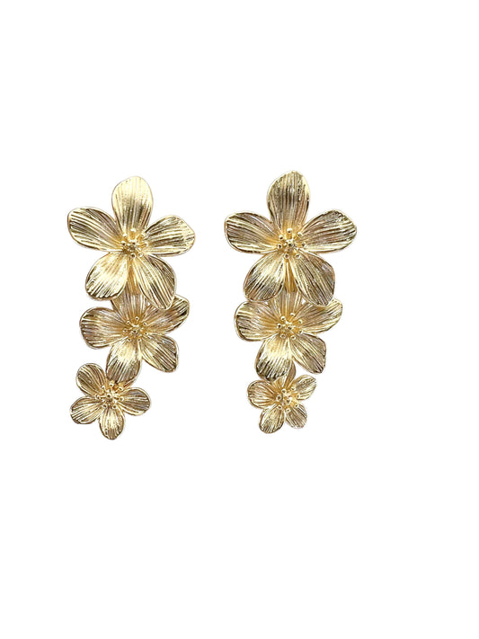 Flower Drop Statement Earring: Gold