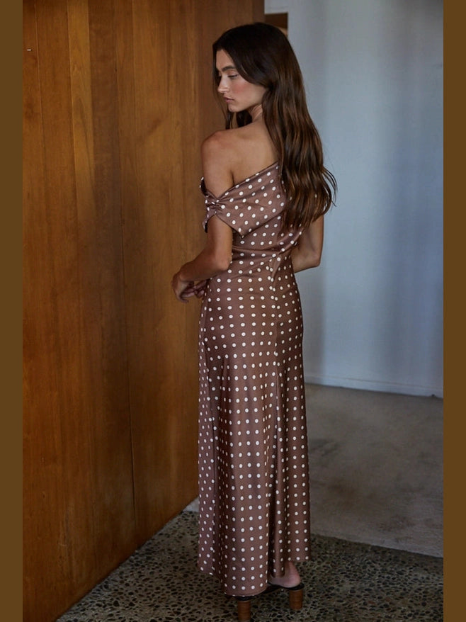 SALENA POLKA DOT SATIN MAXI DRESS