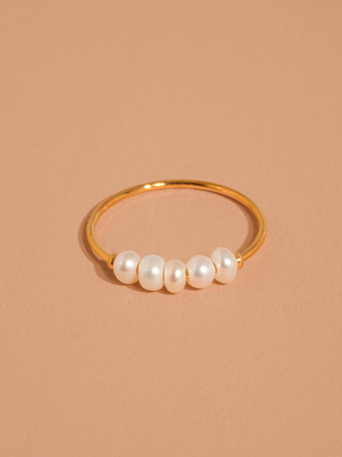 Songe 18K Gold Non-Tarnish Freshwater Pearl Ring: Yellow Gold / 8