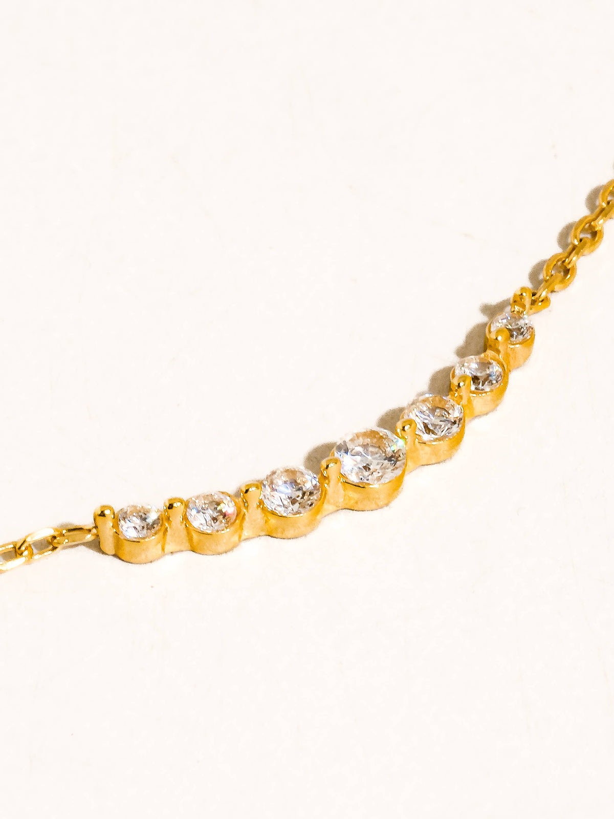 Remmi 18K Gold Non-Tarnish Crystal Station Chain Necklace: Yellow Gold